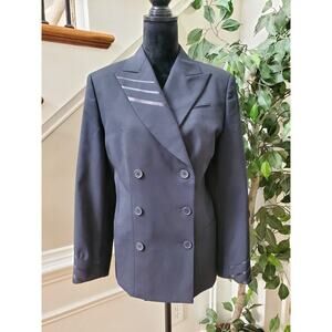Delta Collection Women's Blue Polyester Double Breasted Long Sleeve Blazer 18W
